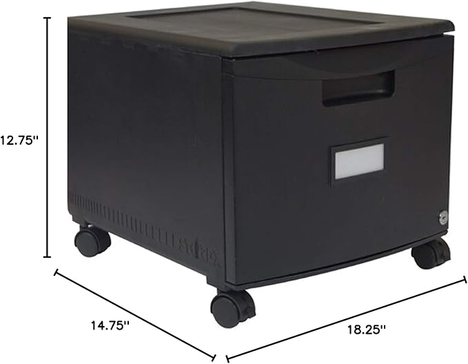Storex File Cabinet on Wheels 1 Drawer - Black