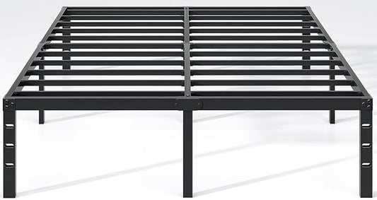 Metal Bed FrameQueen Size Bed Frame with Storage SpaceHeavy Duty Sturdy Mattress FoundationEasy AssemblyNo Box Spring Needed Black18 InchQueen