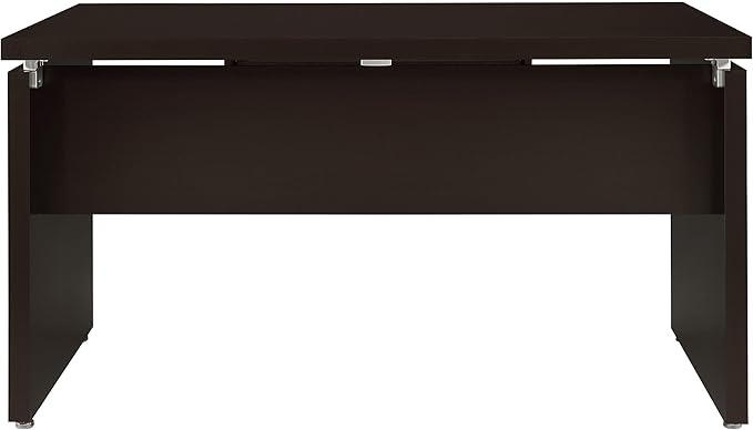 Stonecroft Furniture Contemporary Computer Desk 55 in Wide MDF/Melamine Paper Cappuccino Finish 1 Drawer Reversible L-Shape Option Floating Surface Design Office Desk for Home or Workspace Use