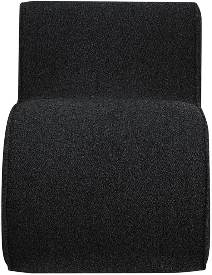 Pemberly Row Fabric Upholstered Armless Accent Chair Charcoal Bouclé Curved Design 29.5 H x 22.75 W x 29.75 D Modern Style Cozy Living Room or Bedroom Seating