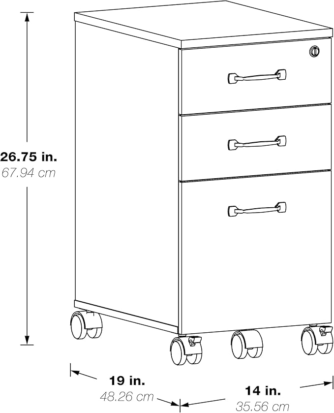OSP Home Furnishings Prado 3 Drawer Mobile File Cart White Finish
