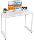 Tangkula White Computer Desk Small Study Writing Desk with Sturdy Metal Frame Modern Simple Laptop Desk for Home Office Easy Assembly