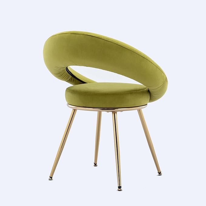 Olive Green Velvet Modern Accent/Conversation Lounge Chair with Gold Plated Legs Unique AppearanceSuitable for Office Lounge Living Room
