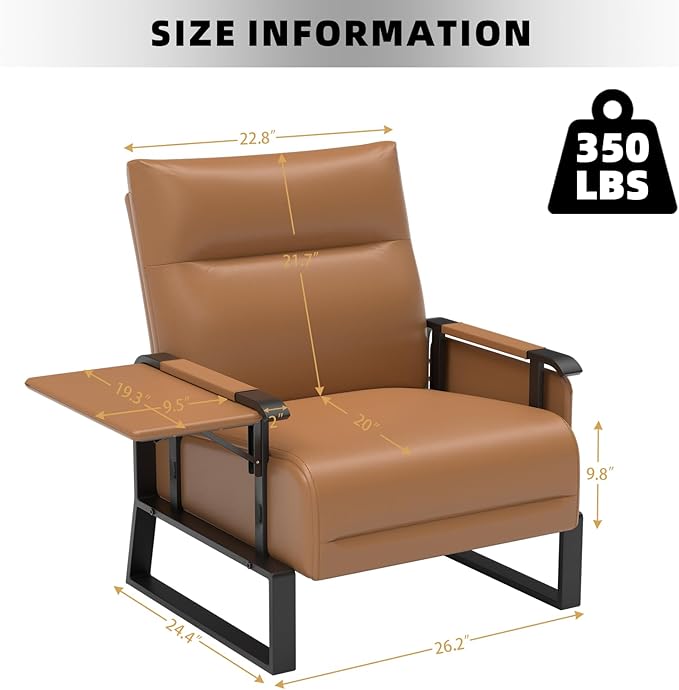 Accent Chair Set of 2 Living Room ChairsReading Chair Sofa Couch with Flip Up Tray Table Side Pockets for Apartment Bedroom and Small Spaces (1-Seater+1-Seater)