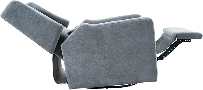 Naomi Home Tanya Luxury Motion Recliner Chair Gray – Plush Upholstered Glider Rocker with USB Charging Swivel and Lumbar Support for Nursery Comfort 275 lbs Capacity