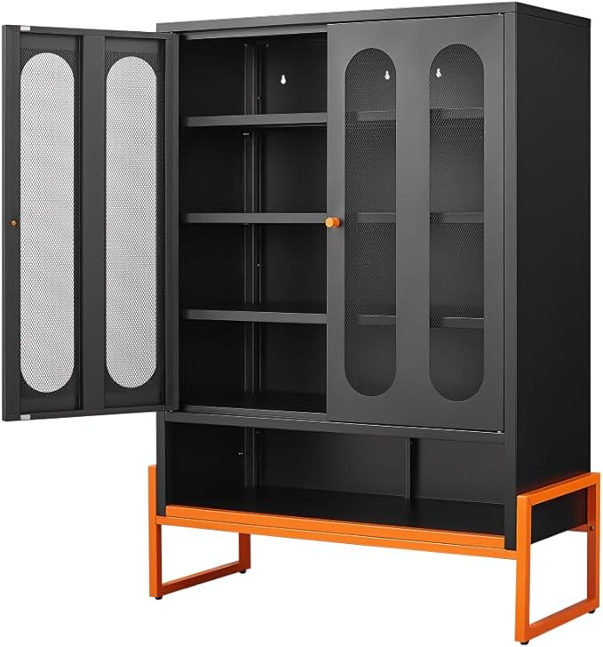Suitable for Steel Storage cabinets in Living Rooms Kitchens and bedrooms and Office File Cabinet 2 Movable partitions (WG-Black)