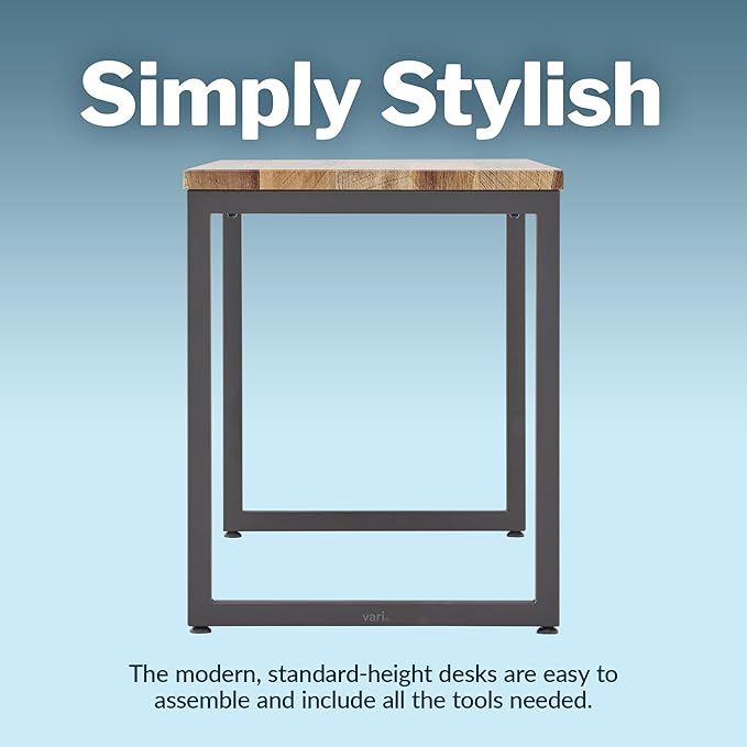Vari Table 60x30 - Modern Computer Desk with Durable Laminate Finish and Slim Legs - Ideal for Gaming Home or Office - Stand-Alone Workstation or Corner Side Table - Reclaimed Wood