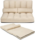 GOFLAME 6-Position Convertible Sofa Beige (Sponge High-Strength Steel Frame 330LBS Capacity Foldable Design for Easy Storage Modern Living Room)
