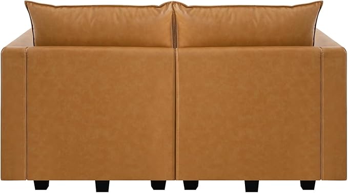 Naomi Home Elizabeth Modern Loveseat Sofa with Extendable Design &amp Soft Comfortable Seating – Air Leather Modular loveseat sofa with Sturdy Wooden Frame Ideal for Small Spaces Easy Assembly Car