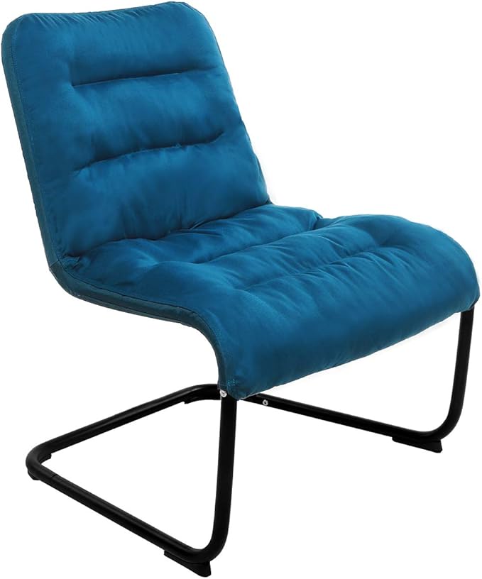 Upholstered Durable Metal Modern Chair with Soft Cushion Blue - Ideal for Bedrooms Living Rooms Dorms Indoor Spaces Accent and Lounging