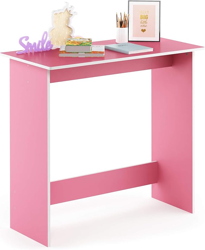 FURINNO Simplistic Study Table Pink 15.5 in x 31.5 in x 29.75 in (D x W x H)