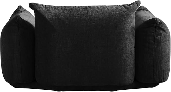 JACH Mid-Century Modern Comfy Sofa Couch with Thick Cushion Chenille Single Accent Chair Deep Seat Couches 50 Plush Sofas Furniture for Small Spaces Living Room Bedroom Office Apartment Black