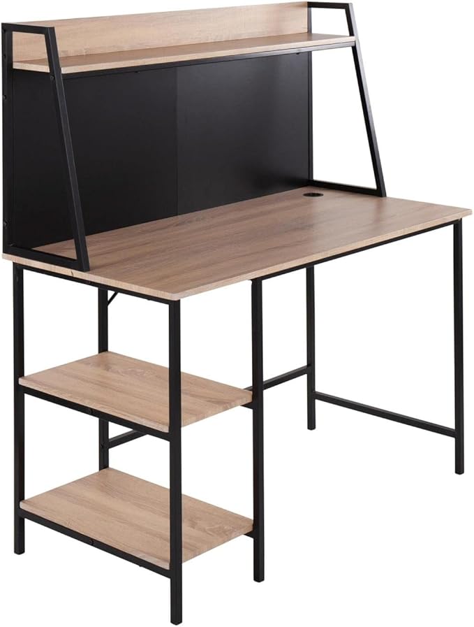 LumiSource Geo Shelf Desk Home Office Desk Computer Desk with Storage Small Desk for Bedroom Gaming Desk Contemporary Desk