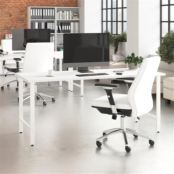 Bush Business Furniture Hustle 72W x 30D Computer Desk with Metal Legs in White Modular Office Table for Home and Professional Workspace