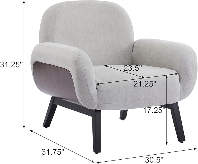 Christopher Knight Home Audrey Modern Fabric Upholstered Accent Chair Living Room Low Profile Fabric Armchair Wooden Comfy Reading Chair Soft Seating Single Lounge Sofa Light Grey