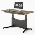 COLAMY Electric Standing Desk 55x28 Inch Wobble-Free Dual Motor Sit Stand Up Home Office Computer Desk One Piece Motorized Workstation Gamer Studio Table Outlets &amp FootrestWalnut Black