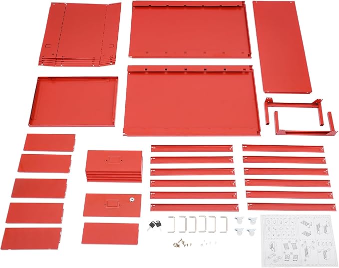 6 Drawers Mobile File Cabinet Rolling Vertical Filing Cabinet Under Desk Storage Organization 16 D x 11 W x 27 H (Red)