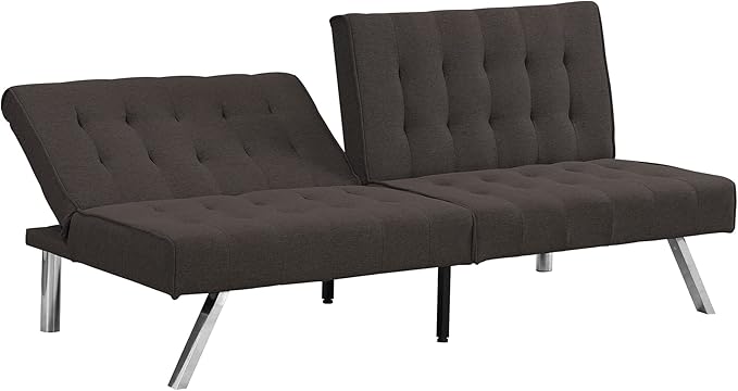 Sofa Adjustable Couch Sleeper Sofa Bed for Living RoomLoveseat Upholstered Modern Convertible FutonFaux Linen Espresso