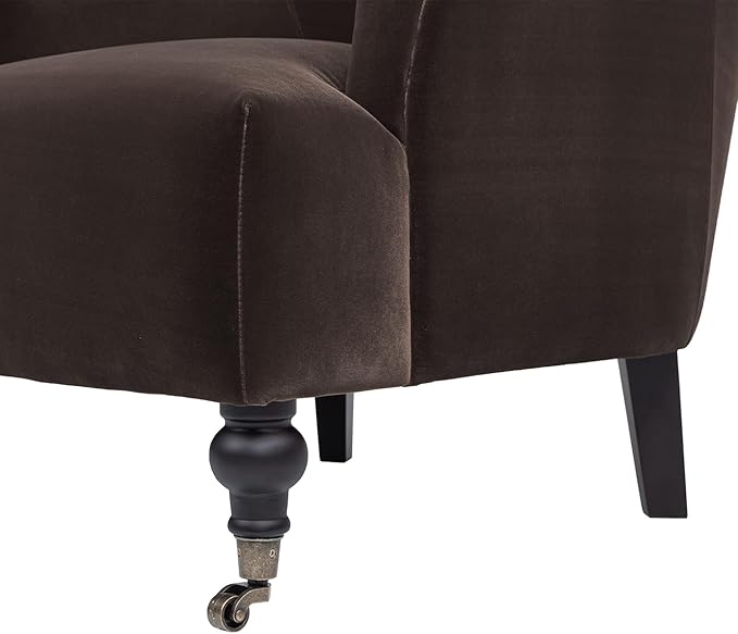 Jennifer Taylor Home Eloise 30 Pleated Sock Arm Accent Armchair Deep Brown Performance Velvet