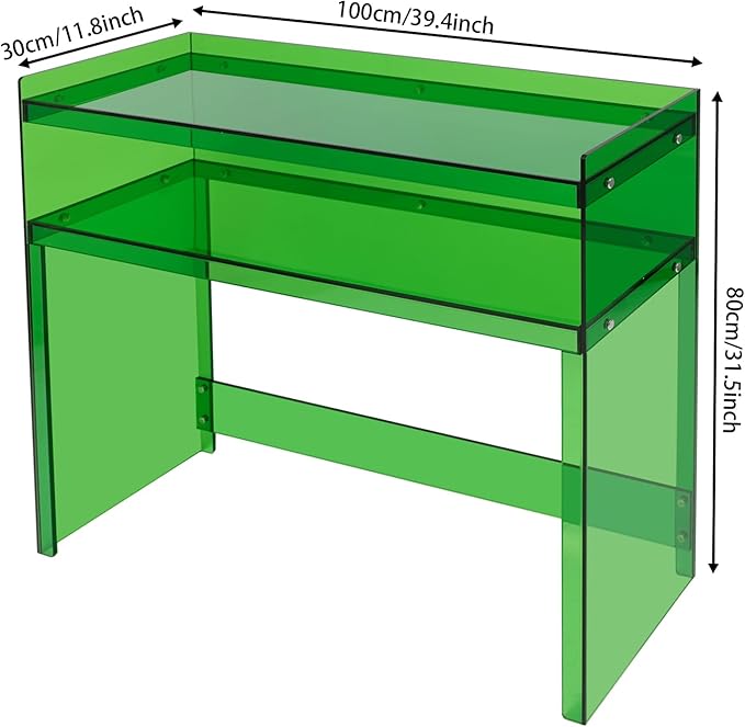 Acrylic Console Table 39.4×11.8×31.5in Laptop Workstation Study Table Modern Home Office Acrylic Console Desk for Living Room Office Entryway Hallway (Green)