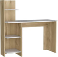 White &amp Pine Writing Desk with 4 Shelves - Rustic Home Office Computer Desk