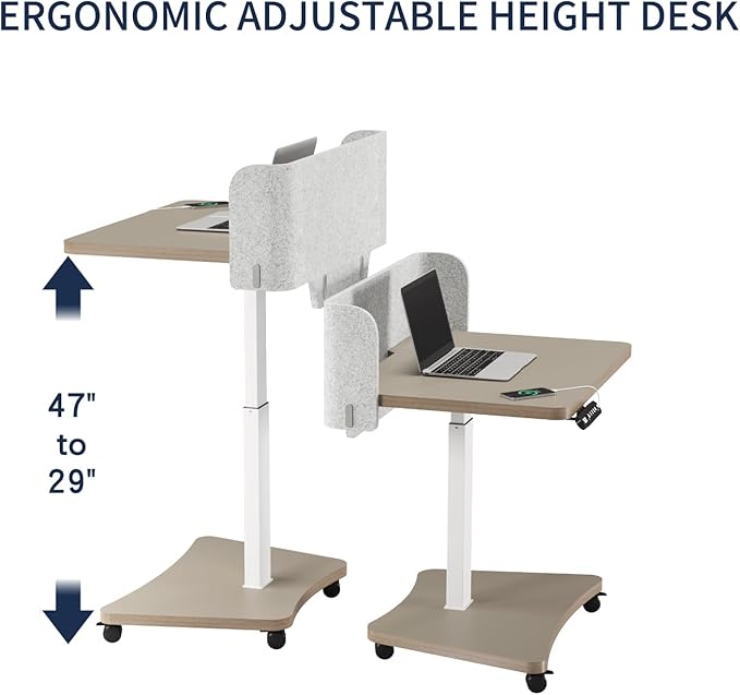 Electric Standing Desk 31.5x23.6 Inch Single Leg Height Adjustable with Digital Memory Panel Khaki Desktop