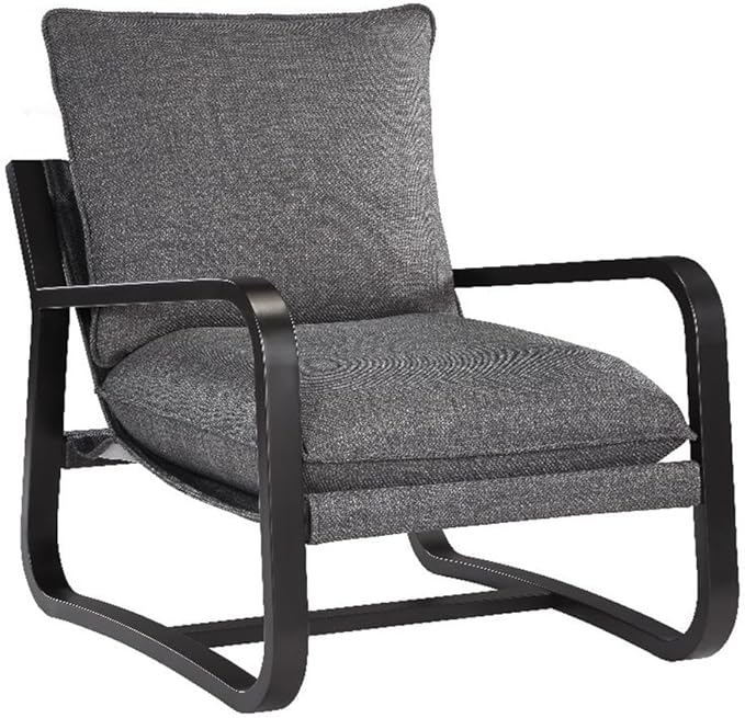 Pemberly Row Sling Chair Charcoal Gray Polyester Fabric Bronze Metal Frame 27.75 W x 35 D x 33 H Reversible Detachable Cushions Comfortable Modern Accent Chair for Living Room or Reading Nook