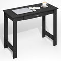 Furinno Jaya Desk 39.2 Wide Computer Desk with H-Legs Office Desk with Drawer Writing Desk with Drawer for Home Office Study Room Dorm Darkwood