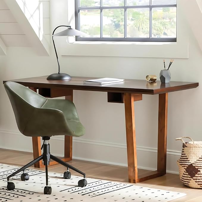 Aiden Oak Finish Wood Writing Computer Desk Modern Style Simple Sleek Table for Home Office