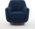 Swivel Chair Velvet Accent Chair Armchair Round Barrel Chair U-shaped Fully Assembled Chair for Living Room Bedroom (Navy Blue)