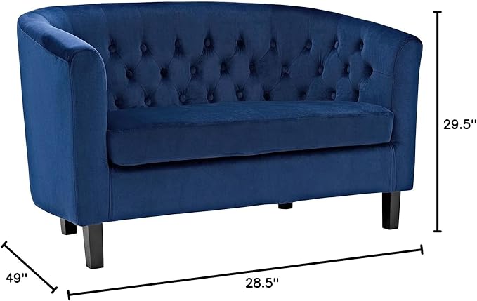 Modway EEI-2615 Prospect Velvet Upholstered Contemporary Modern Loveseat In Navy