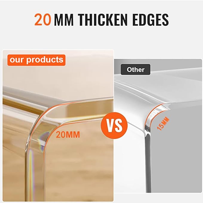 Acrylic Thick Coffee Table for Living Room. 39 Modern Minimalist Rectangular and Clear End Table.Easy to Clean and Safe Rounded Edges (39.4 W x 20 D x 14 H)