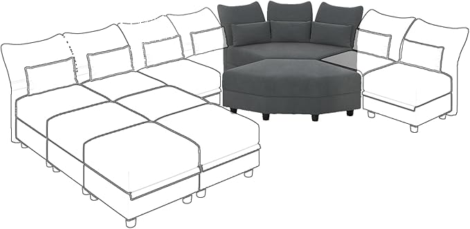LLappuil Modular Corner Sectional Sofa Couch Storage Seats Storage Hexagonal Ottoman Modules and Six Sides Seat for Modular Sectional Sofa Couch for Living Room Grey