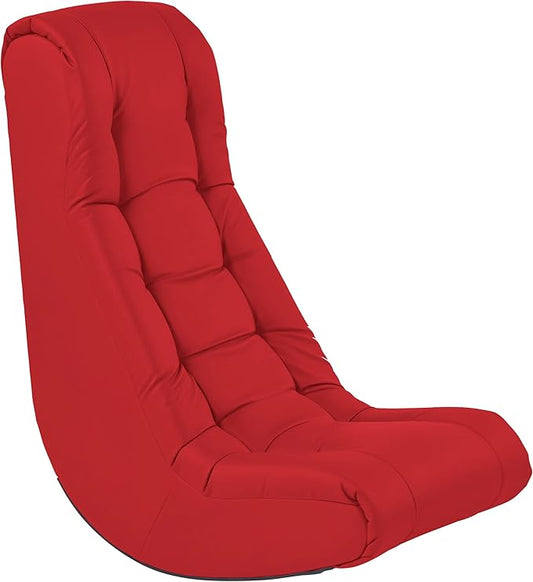Factory Direct Partners Soft Tufted Floor Rocker - Cushioned Ground Chair for Kids Teens and Adults - Great for Reading Gaming Meditating TV - Red 10488-RD