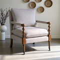 Beige Upholstered Accent Chair with Casters Perfect Armchair for Living Room Small Living Room Chair Stylish and Comfortable Arm Chairs