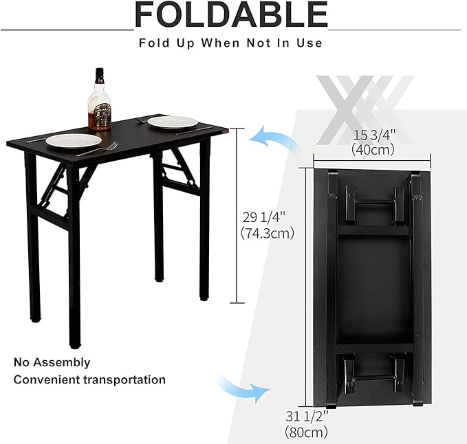 SogesGame 31.5 inches Small Desk Computer Desk for Small Space Small Folding Table Small Writing Desk Compact Desk Foldable Desk No Install