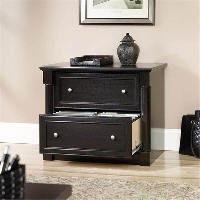 Pemberly Row 2-Drawer Lateral File Cabinet Engineered Wood Wind Oak Finish 36.8 W x 22 D x 29.7 H Full Extension Slides Patented Safety Mechanism Office Storage Furniture for Documents