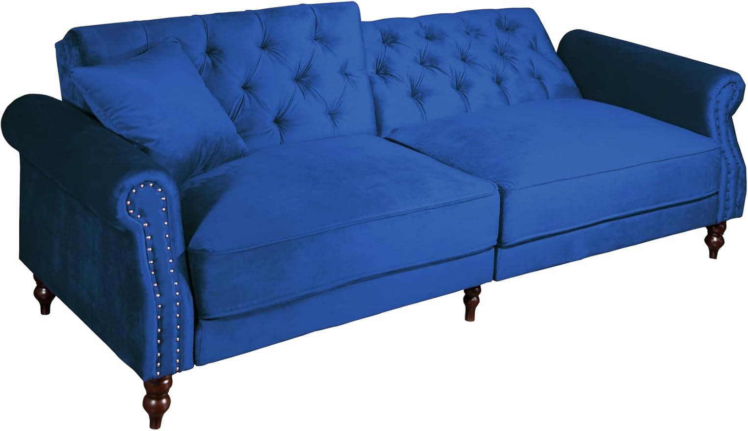 Legend Vansen 87.8 inchs Convertible Velvet Bed Sleeper Futon Sofas Blue