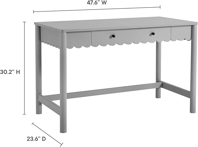 Modway Emmeline Scallop Desk in Light Gray