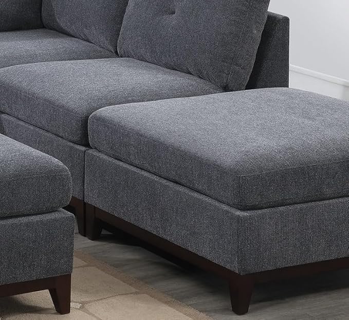 Modular Living Room Furniture Armless Chair in Ash Chenille Fabric Cushion Armless Chair (1 Piece)