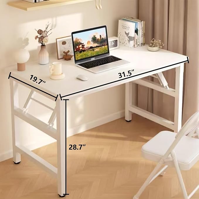 Folding Desk31.5 Inch No Assembly Folding Computer Desk Space-Saving Small Desk for Home Office Bedroom Dorm Study Compact Portable Foldable Laptop Desk