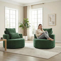 Furnimart 40 Oversized Barrel Accent Chair Set of 2 360° Swivel Round Upholstered Sofa Chenille High-Resilience Sponge No Assembly Wide Seat for Living Room Bedroom Apartment (Green)