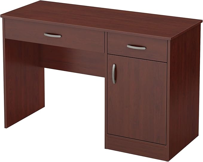 South Shore Small Computer Desk with Drawers Royal Cherry