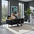 57-Inch Modern Velvet Loveseat Sofa with Rolled Armrests Removable Cushions Solid Wood Legs Comfy Two-Seater Sleeper Couch Easy Assembly for Living Room Bedroom Office Black (Black 2 Seater)