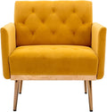 Modern Accent Chair Upholstered Single Sofa Arm Chair for Living Room and Bedroom Upholstered Comfy Armchair Chair with Solid Tapered Metal Legs (Mustard)