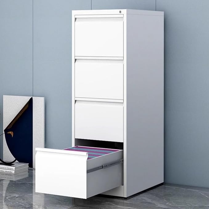 4 Drawer File Cabinet with Lock Metal Vertical Filing Storage Cabinet for Office Home Filing Cabinet with 4 Drawer for Legal/Letter/A4/F4 Size (Require Assembly)