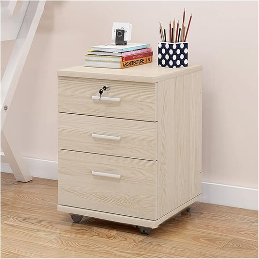HASMI Filing Cabinet Thicken Wood Filing Cabinet Mobile Storage Cabinet for Closet/Office 3-Drawer White Color File Cabinet Storage with 4 360Wheels Storage Cabinet (Color : B)