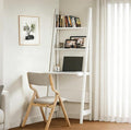 Ladder Desk with Shelves - Compact Slim White Desk with Storage for Small Spaces Modern Home Office Workstation Desk Freestanding Narrow Writing Desk with Open Shelves White FRG60
