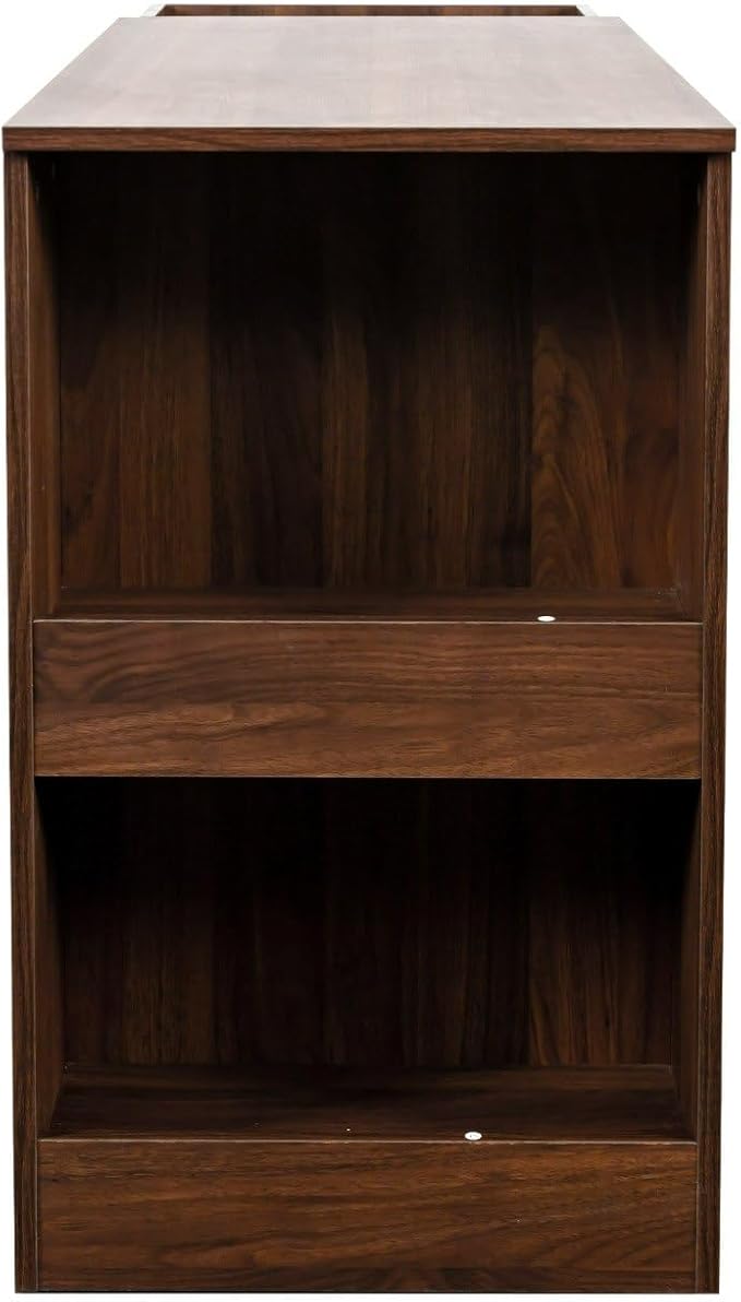 Computer Desk with Storage Drawers Modern Corner Workstation with Extendable Table Walnut Writing Desk for Small Spaces Home Office Folding Table with Cabinet