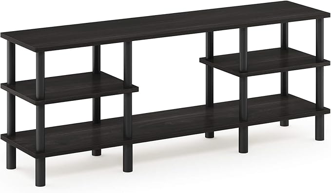 Furinno Turn-N-Tube 3-Tier Multipurpose Wide Shelf TV Stand Espresso/Black